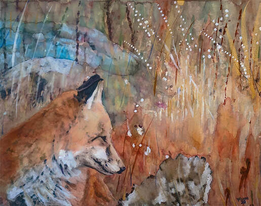Fox Portrait, Wildlife Artist Penny Winn, Madrid New Mexico